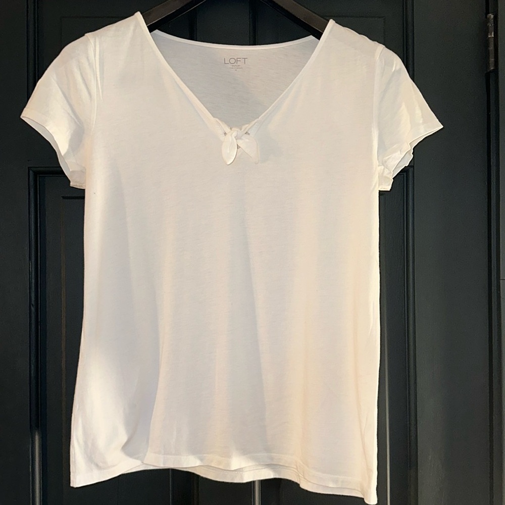 Loft tie front v neck tee one white size medium